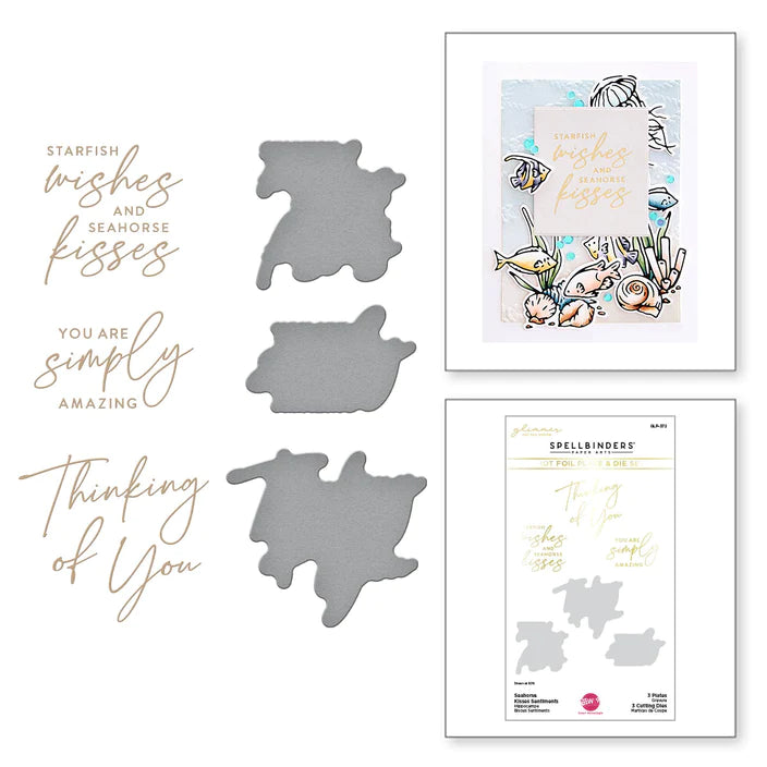 Seahorse Kisses Sentiments Glimmer Hot Foil Plate & Die Set de la collection Seahorse Kisses par Dawn Woleslagle