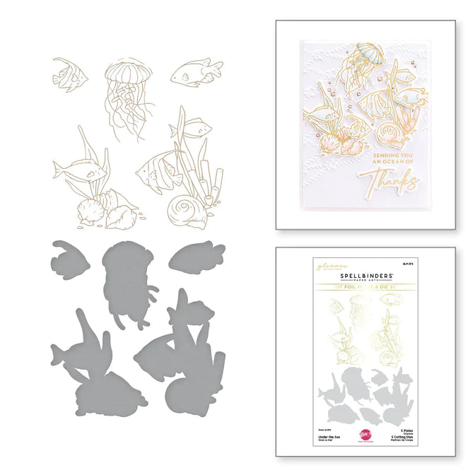 Under the Sea Glimmer Hot Foil Plate & Die Set de la collection Seahorse Kisses par Dawn Woleslagle