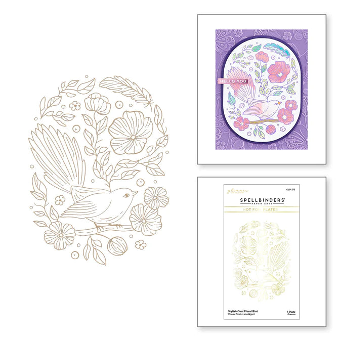 Assiette chaude ovale élégante en forme d'oiseau floral Glimmer de la collection Stylish Ovals