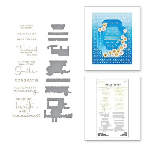 Making Me Smile Sentiments Glimmer Hot Foil Plate & Die Set from the Four Petal Collection