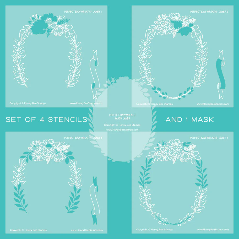 Perfect Day Wreath | Coordinating Stencils (Set of 4 & 1 Mask) - RETIRING