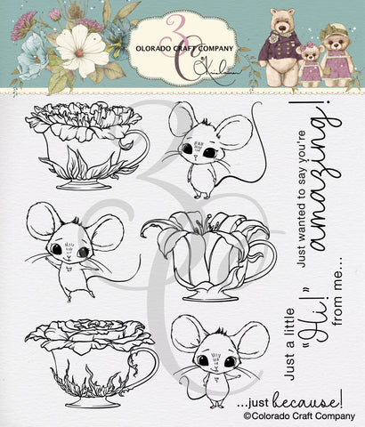 Kris Lauren - Teacups & Mice 6 X 6 Clear Stamps
