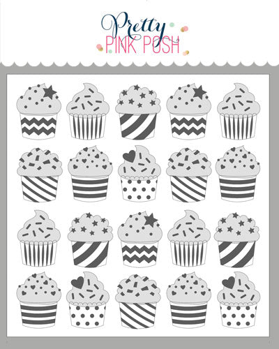 Layered Cupcakes Stencil (3 Layer)