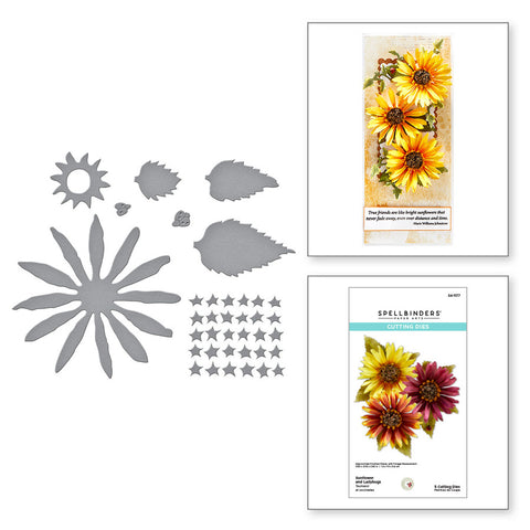 Matrices gravées tournesol et coccinelles de la collection Garden Favorites par Susan Tierney-Cockburn