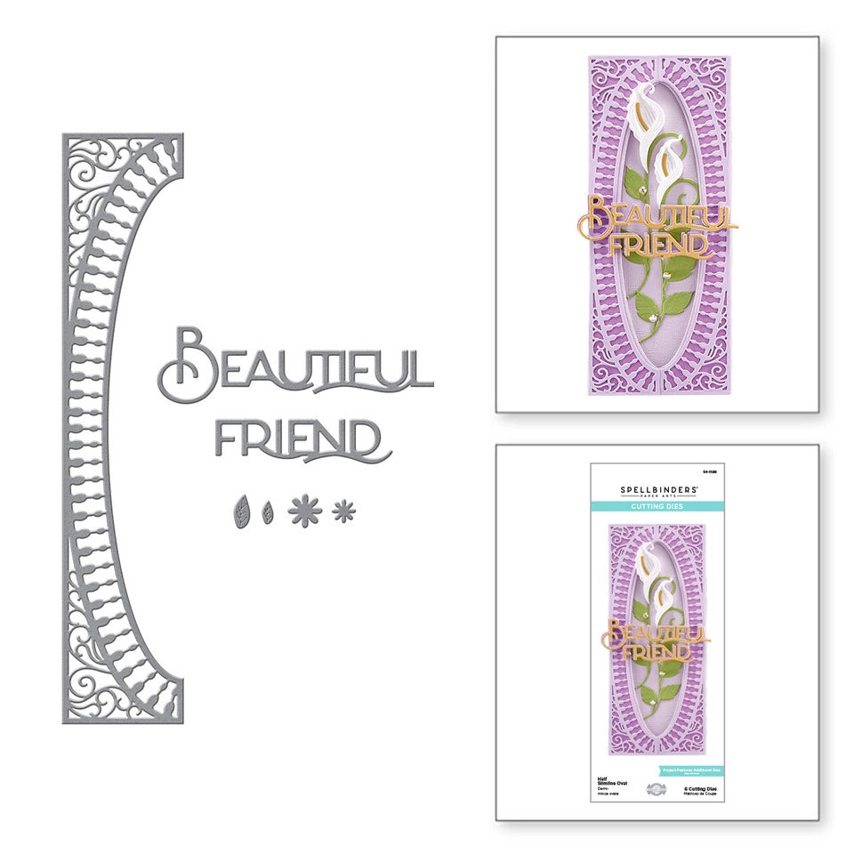 Half Slimline Oval Etched Dies from the Layered Fleur Bouquet Slimlines Collection by Becca Feeken