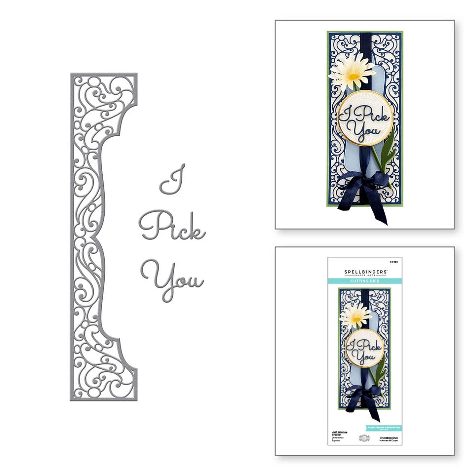 Half Slimline Bracket Etched Dies from the Layered Fleur Bouquet Slimlines Collection by Becca Feeken