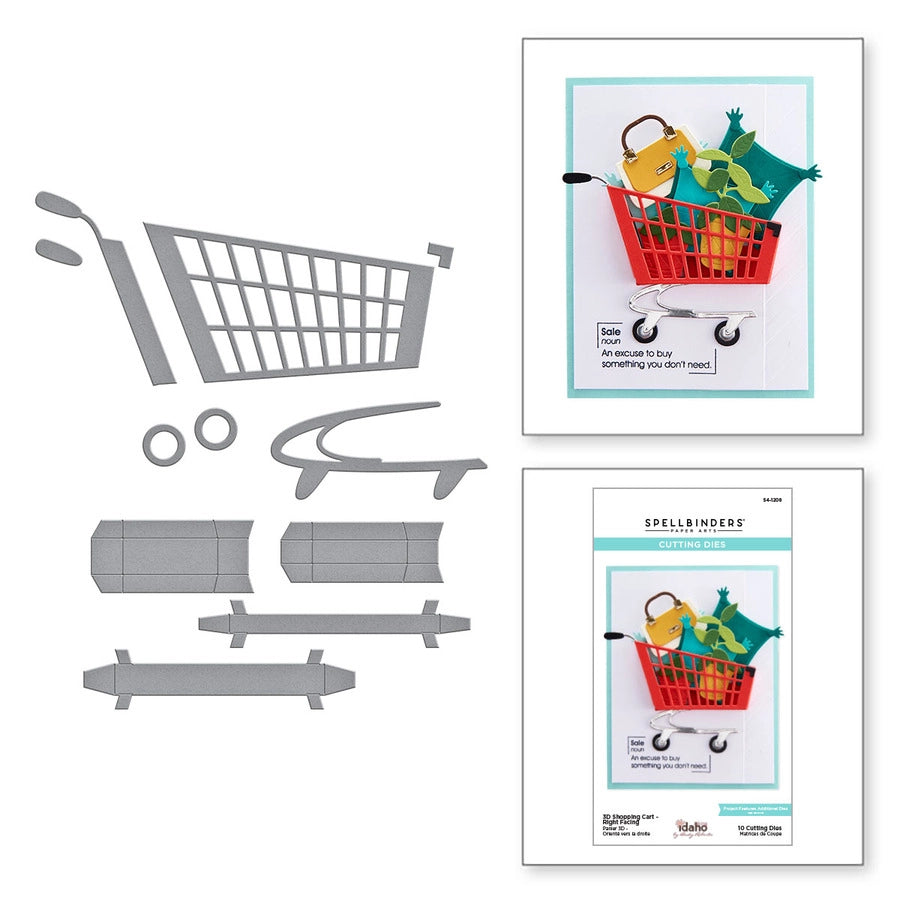Panier d'achat 3D – Matrices gravées orientées vers la droite de la collection Ajouter au panier aussi par Becky Roberts