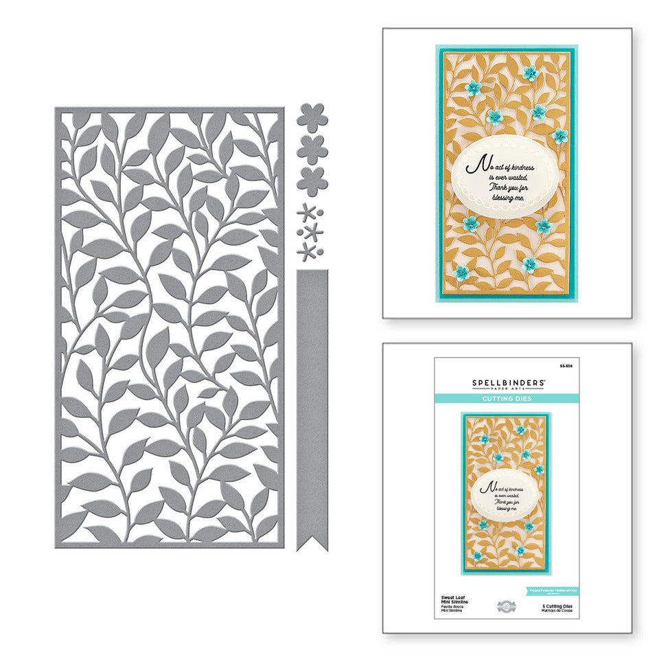 Sweet Leaf Mini Slimline Etched Dies from the Layered Fleur Bouquet Slimlines Collection by Becca Feeken