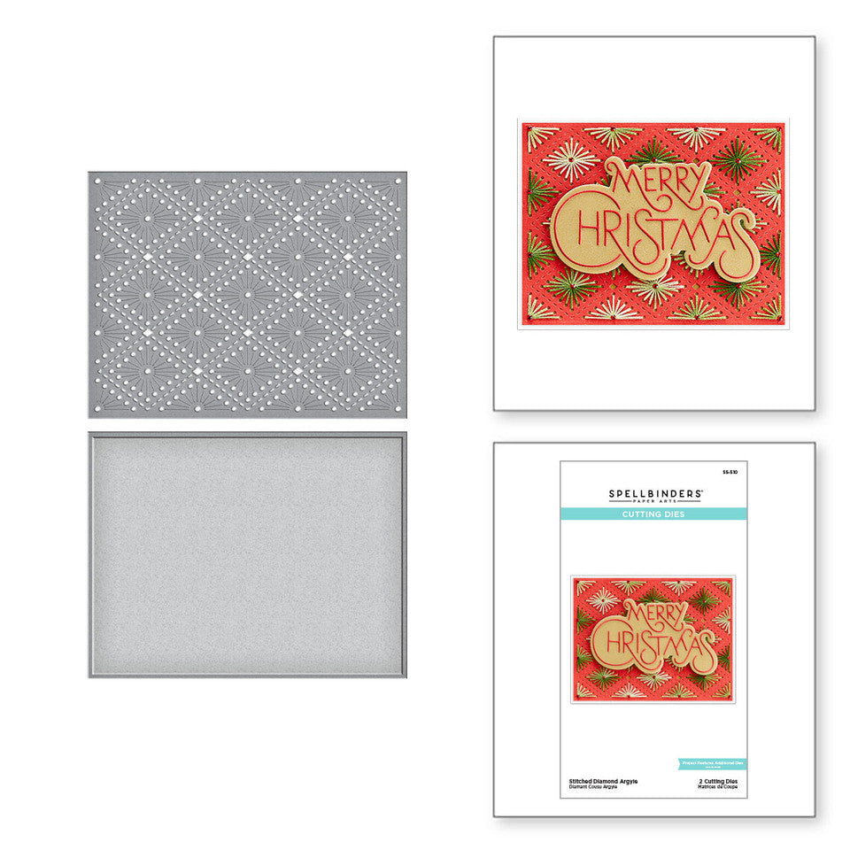 Stitched Diamond Argyle Etched Dies from the Stitchmas Christmas Collection