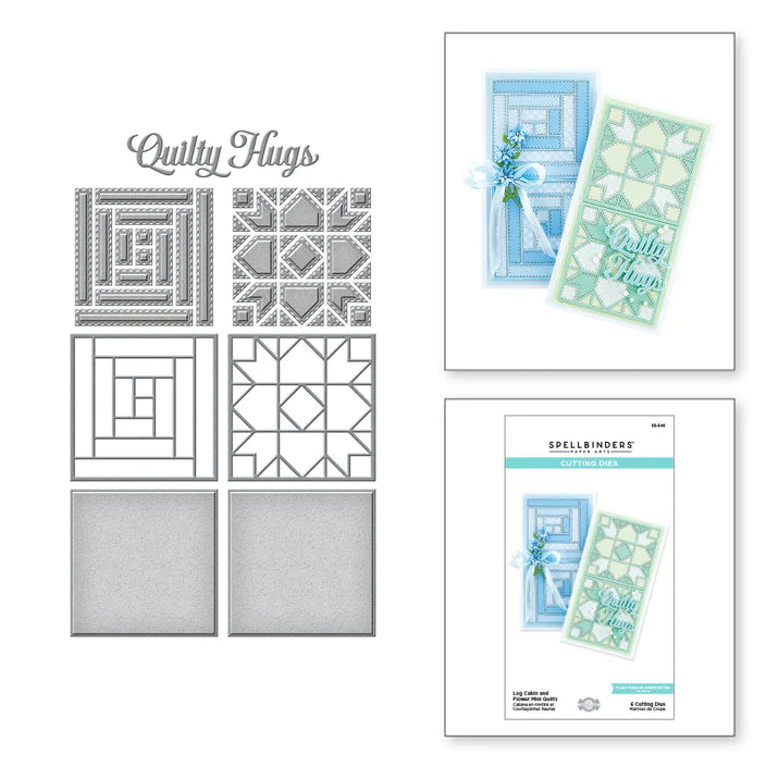 Cabane en rondins et mini courtepointes à fleurs Matrices gravées de la collection Home Sweet Quilt par Becca Feeken