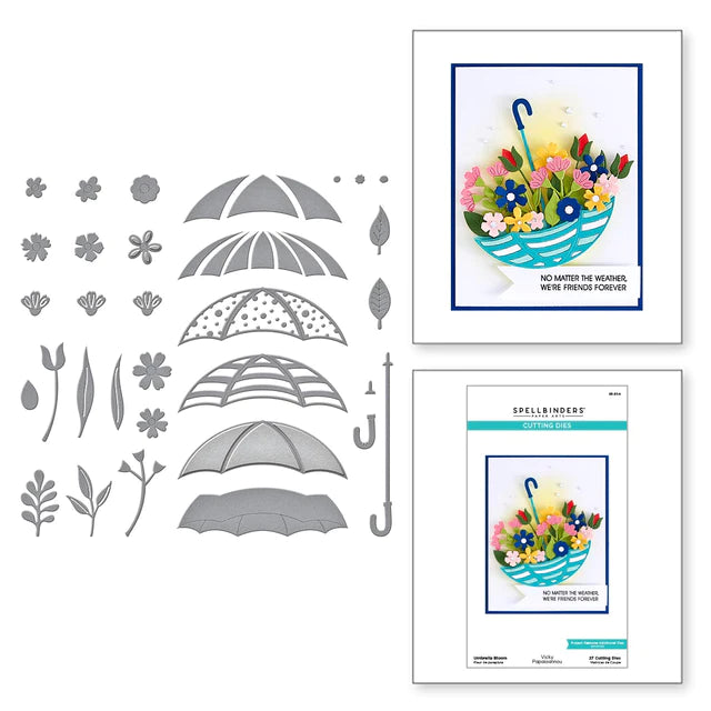 Umbrella Bloom Etched Dies from Showered with Love Collection by Vicki Papaioannou