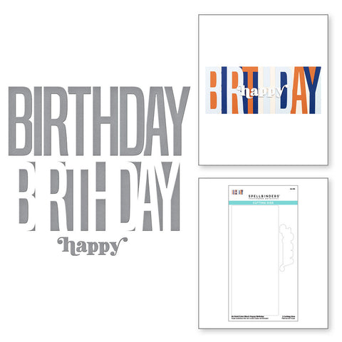 Matrices de découpe gravées Be Bold Color Block Happy Birthday de la collection Be Bold Color Block