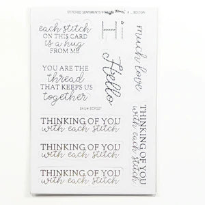Stitched Sentiments Diecut Sheet - Silver Foil/white*