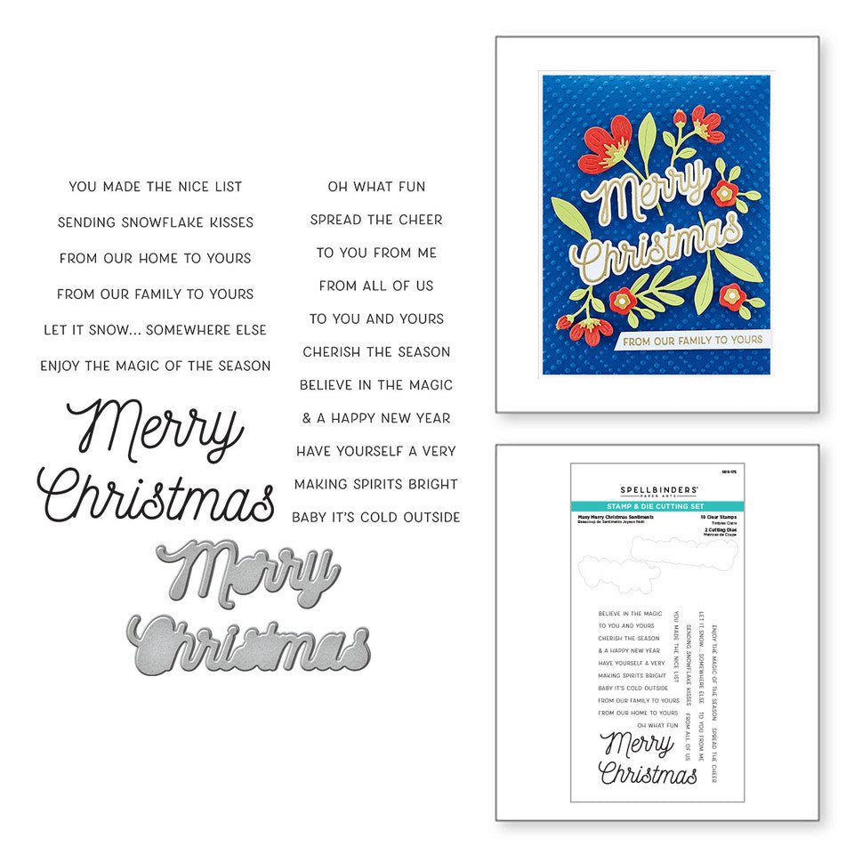 Ensemble de tampons et matrices transparents Many Merry Christmas Sentiments de la collection Celebrate the Season