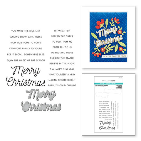 Ensemble de tampons et matrices transparents Many Merry Christmas Sentiments de la collection Celebrate the Season