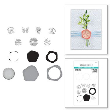 Ensemble de tampons et matrices transparents en fausse cire pour sceaux de la collection Sealed by Spellbinders
