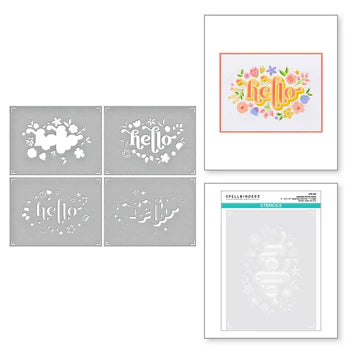 Bonjour floral en couches de la collection de pochoirs en couches de Spellbinders