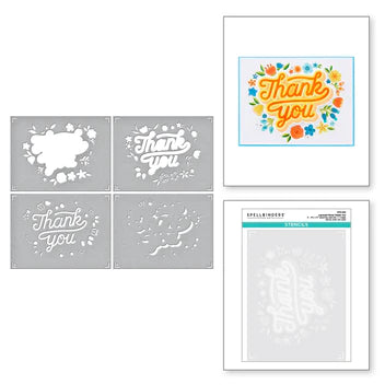 Layered Floral Thank You from the Layered Stencils Collection by Spellbinders