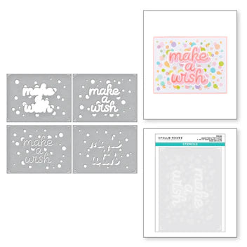 Confettis en couches Make a Wish de la collection de pochoirs en couches de Spellbinders