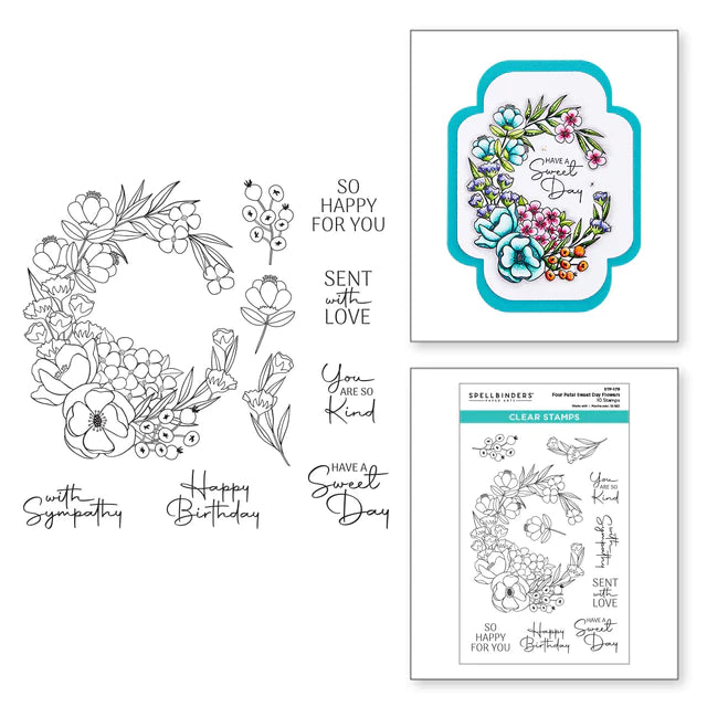 Four Petal Sweet Day Flowers Clear Stamp Set from the Four Petal Collection