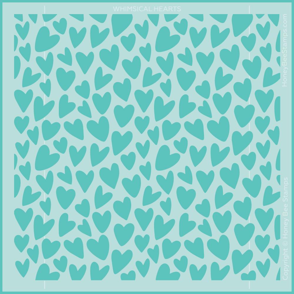 Whimsical Hearts Background Stencil