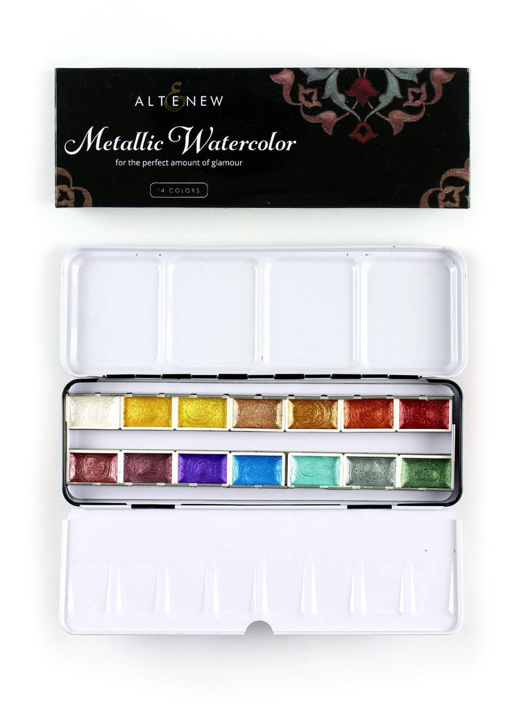 Ensemble de 14 poêles à aquarelle métallique