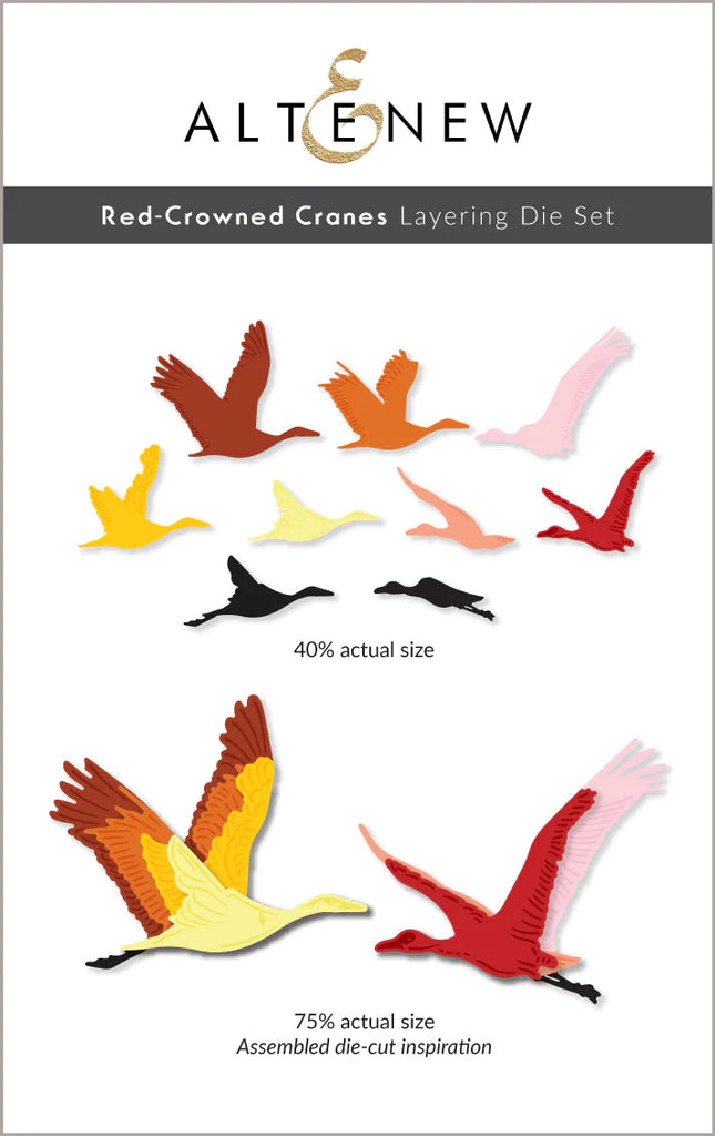 Ensemble de matrices de superposition de grues à couronne rouge