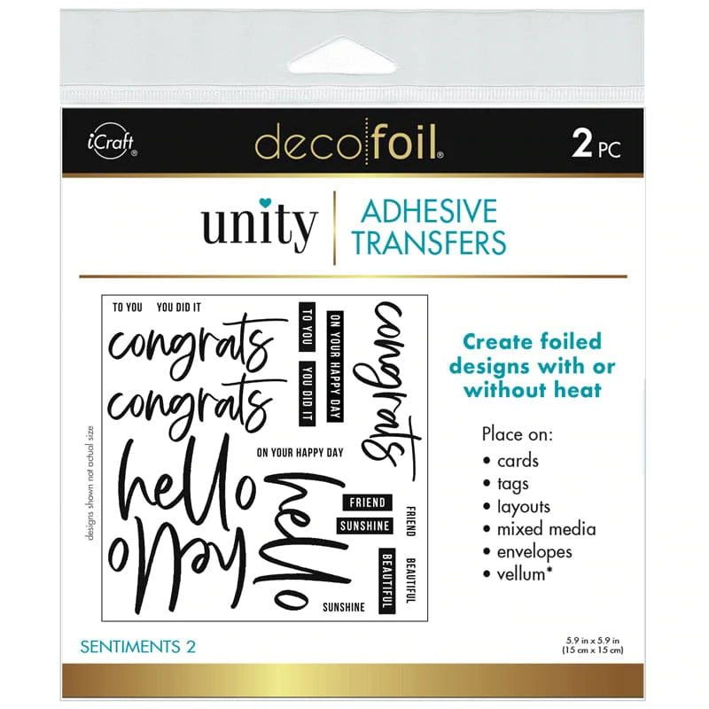 Deco Foil Adhesive Transfer Sheets by Unity - Sentiments 2 5.9"x5.9" (2 Sheets)*