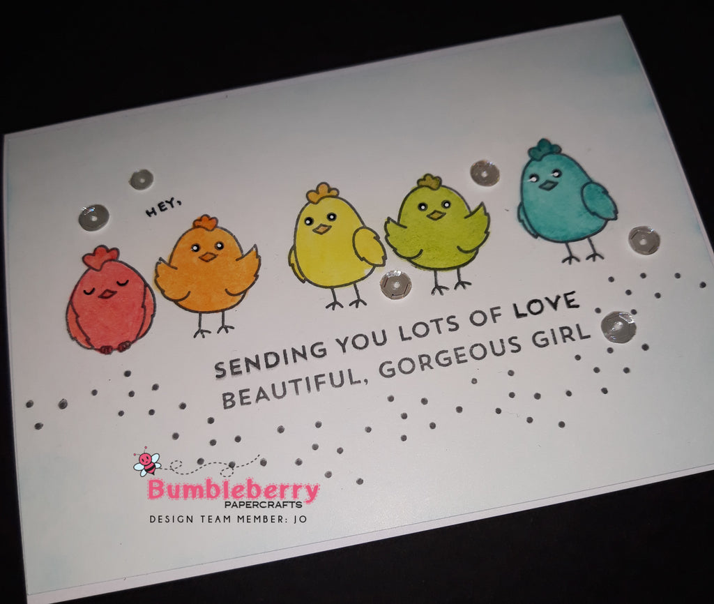 Hey, Chick "Sending You Lot's of Love, using Honey Bee's Spring Chicken Stamps