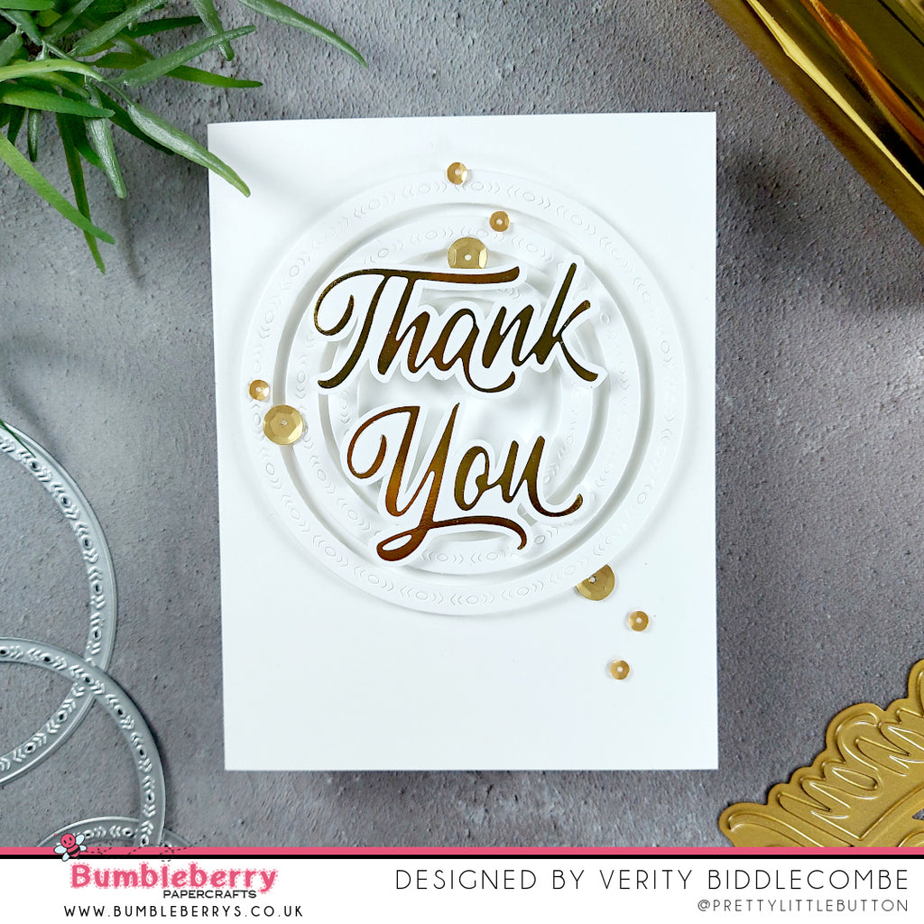 Quick elegant CAS card with no stamping - PinkFresh Studio foil plates and dies