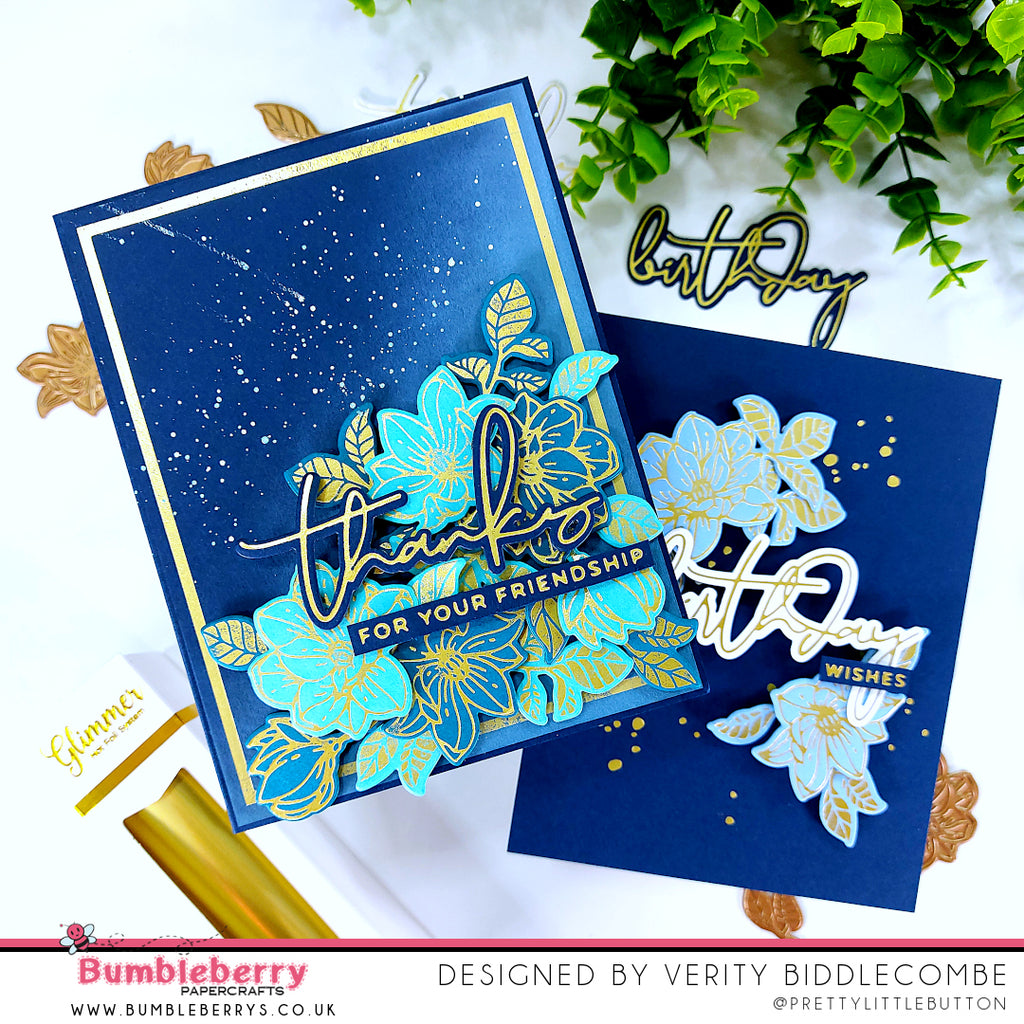 Creating with Spellbinders Glimmer hot foil plates on coloured cardstock!
