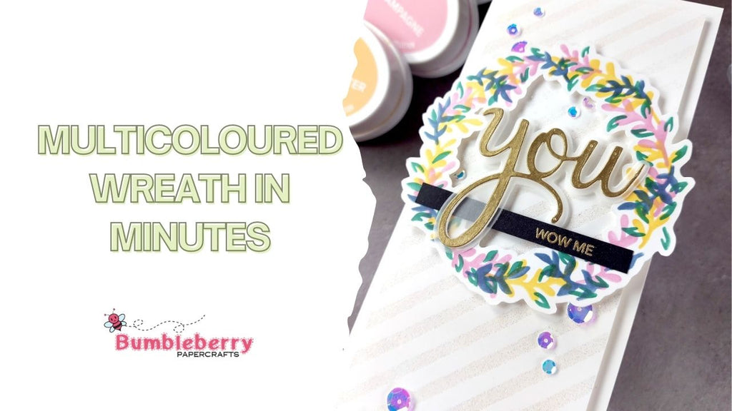 Multicoloured wreathe in minutes - PinkFresh Studios stencils and dies!