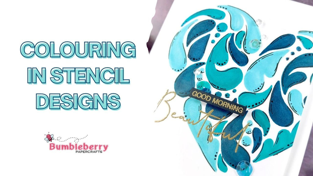 Colouring in stencil designs - Altenew Flowing Hearts Stencil