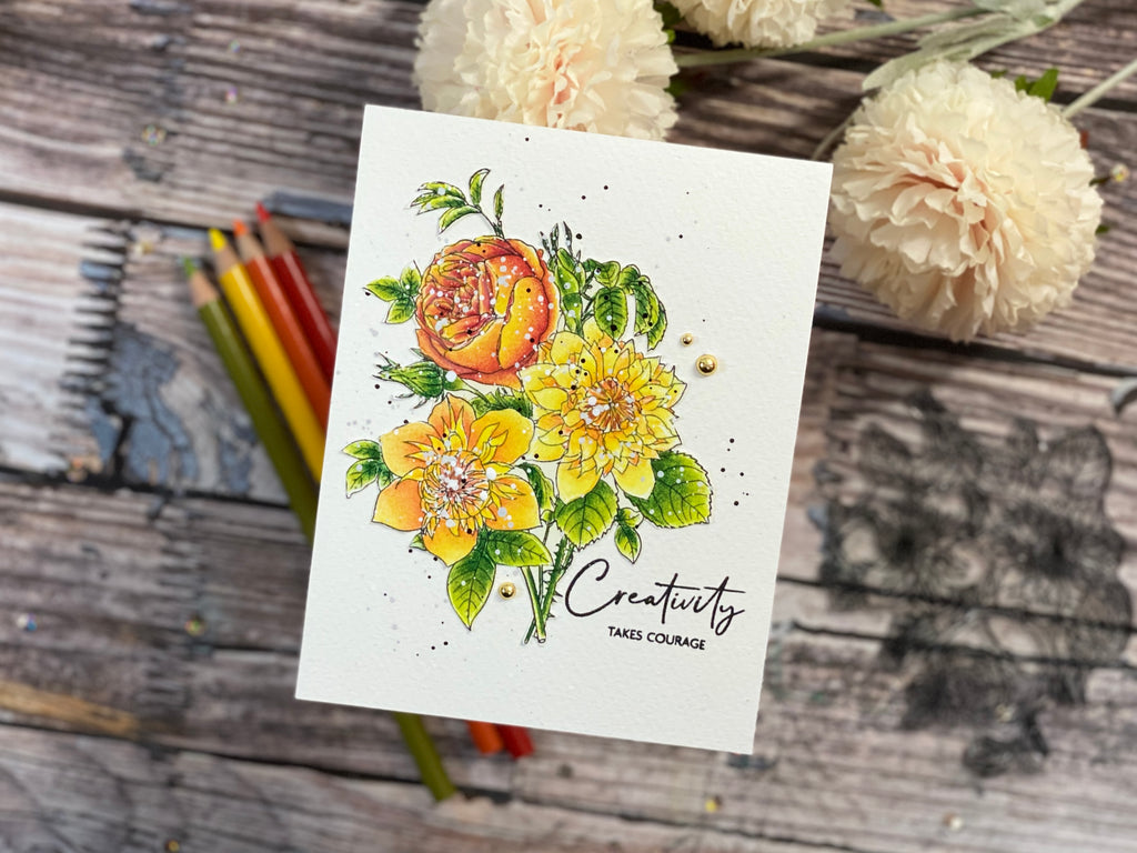 Prismacolor Pencils and Paint-a-flower, Clematis Josephine