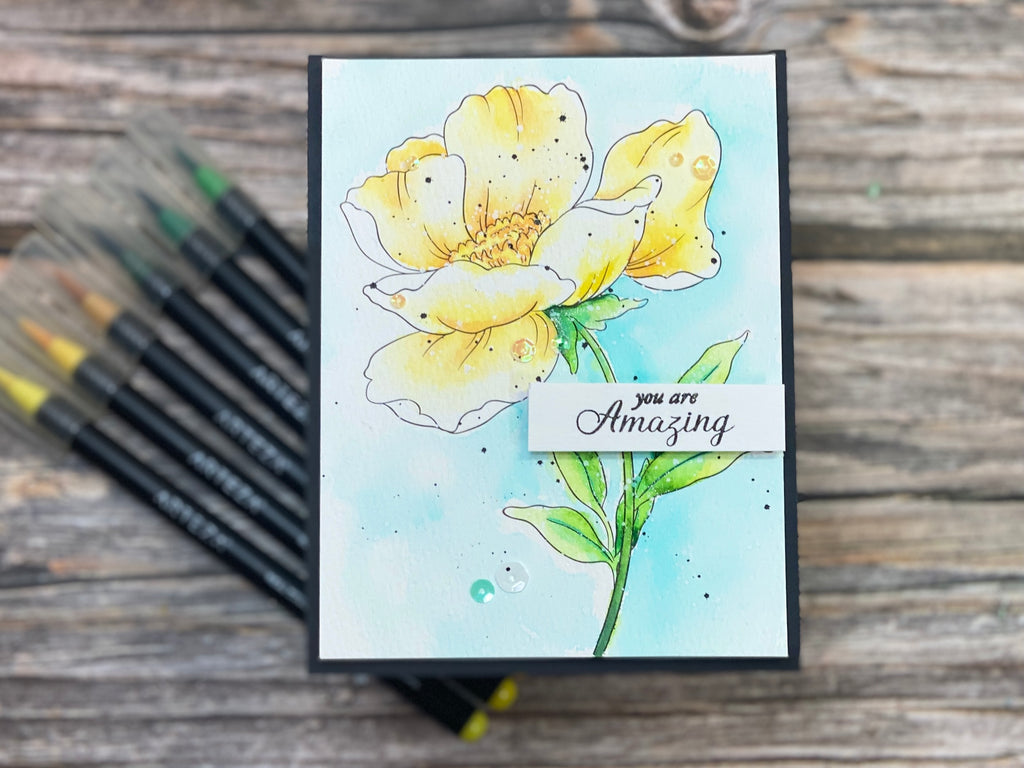 Altenew Watercolor Coloring Book - Clean and Simple Card.
