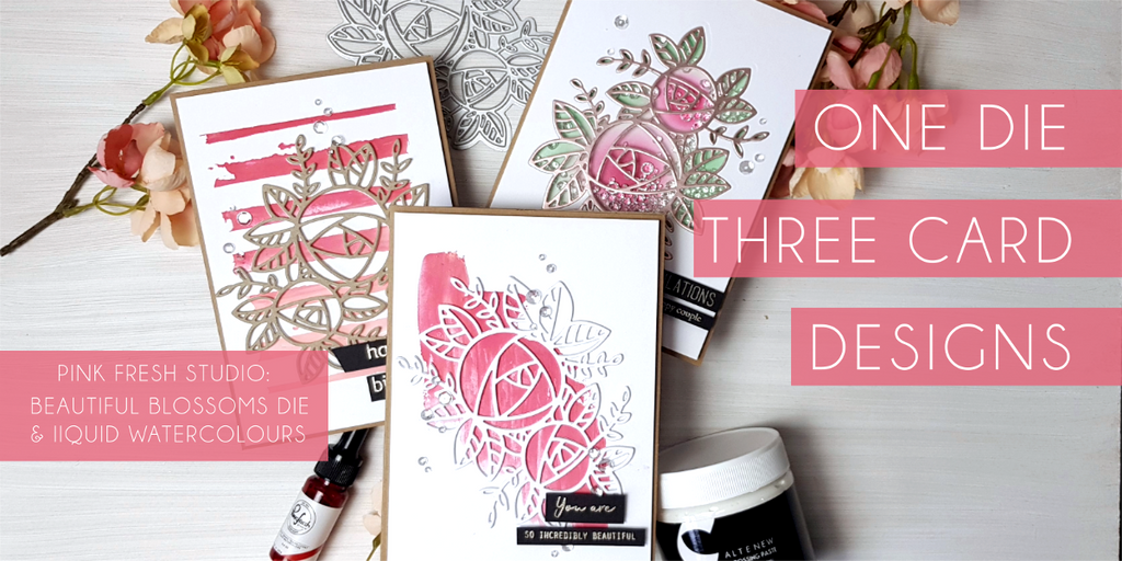 One die - three card designs (Pink Fresh Beautiful Blooms)