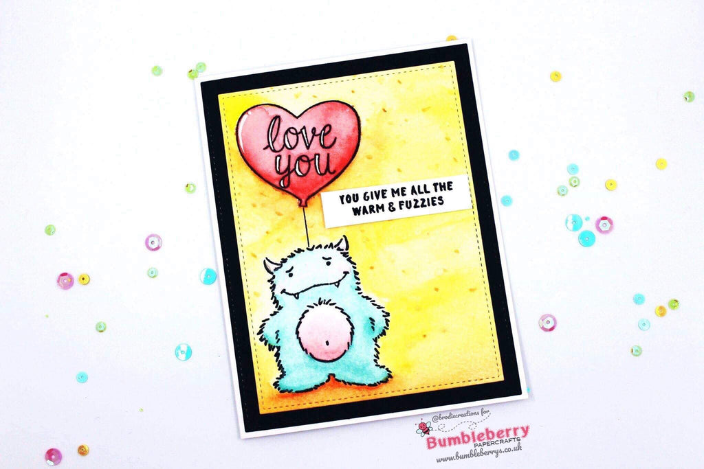 Carte aquarelle simple utilisant le jeu de tampons « Monster Love » de Concord &amp; 9th !