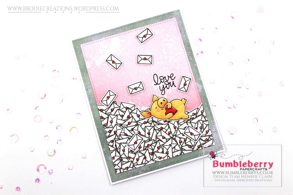 Jolie carte de Saint-Valentin utilisant des tampons de Heffy Doodle et Mama Elephant !