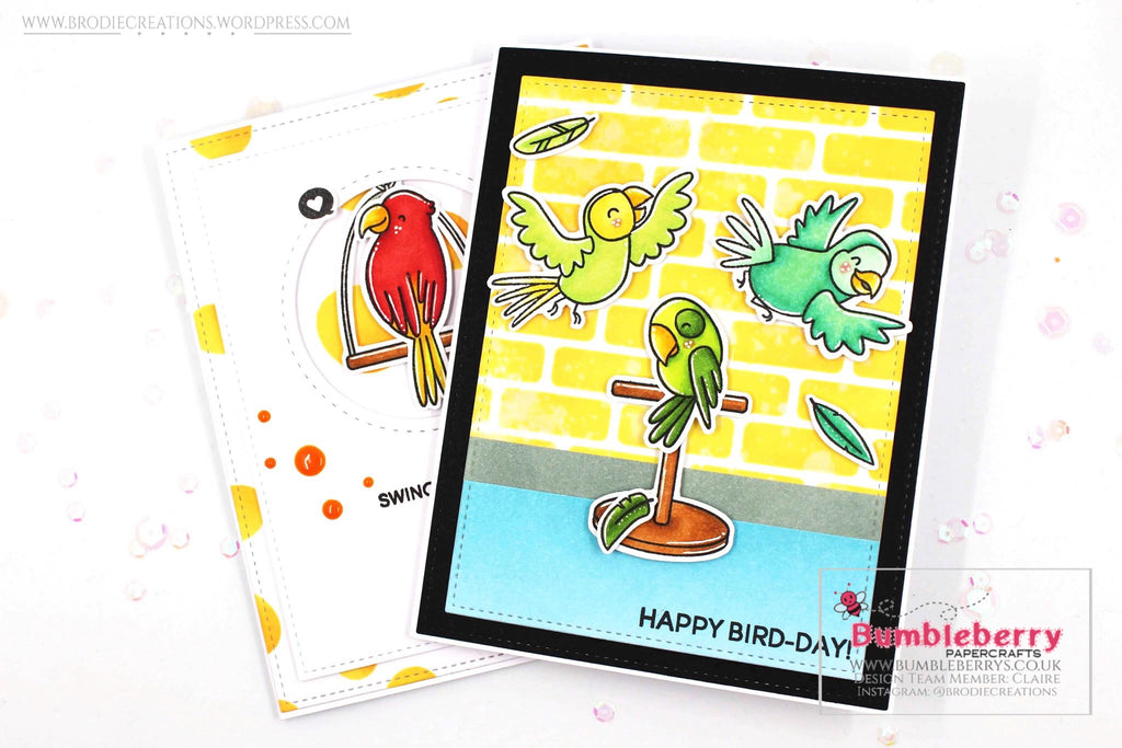 Deux cartes utilisant le jeu de tampons « Wingman » de Heffy Doodle !