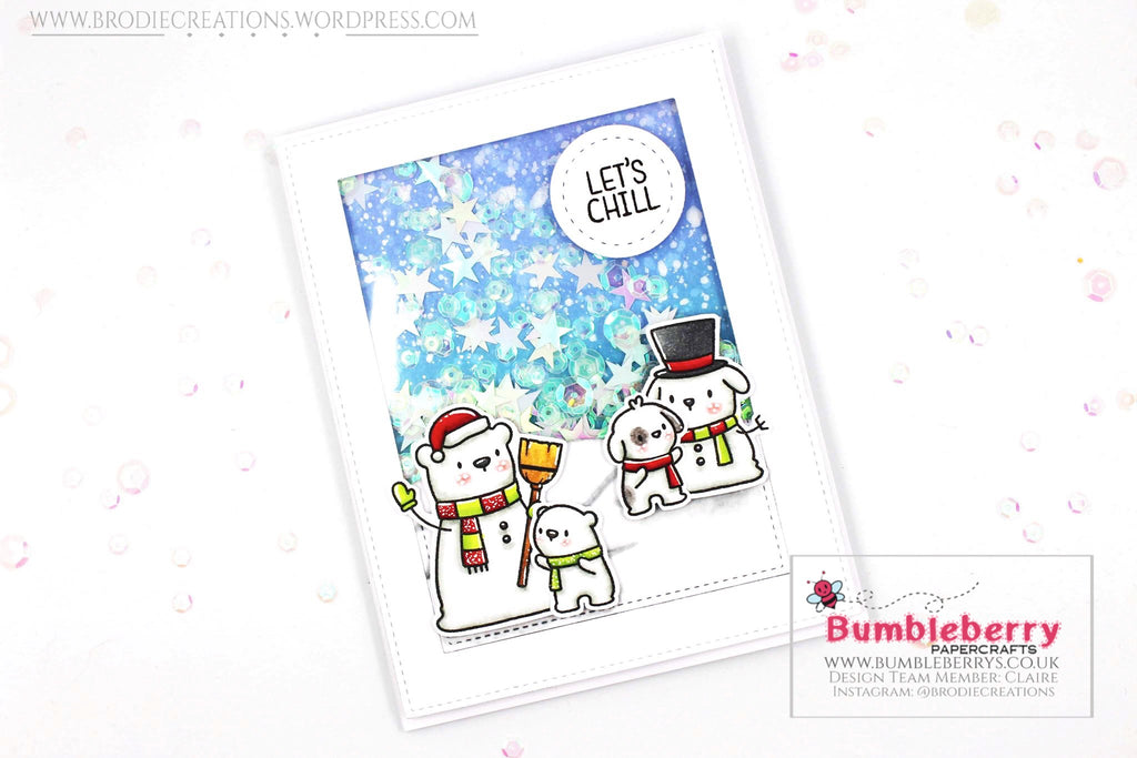 Holiday Shaker Card Using Mama Elephant's "Snow Friends" Stamp Set!