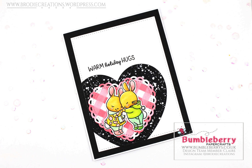 Carte de vœux utilisant le jeu de tampons « Fuzzy Hugs » de Mama Elephant !