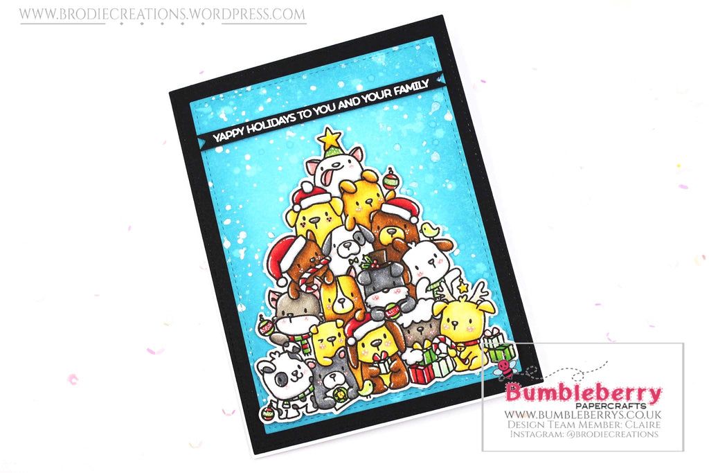 Carte de vœux simple utilisant le jeu de tampons « Oh Puppy Tree » de Mama Elephant !