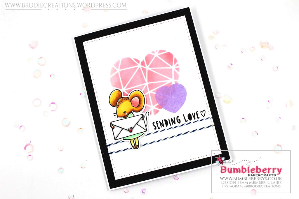 Carte sur le thème de l'amour utilisant le jeu de tampons « Sending Love » de Waffle Flower !