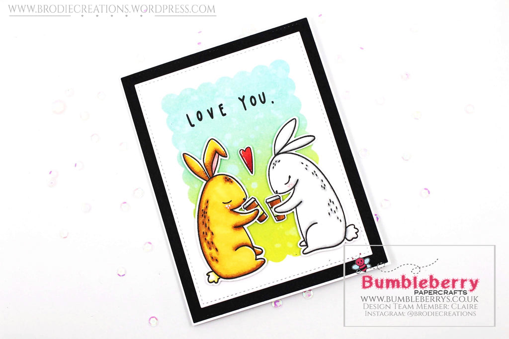 Carte simple sur le thème de l'amour utilisant le jeu de tampons « Love You Bunnies » de Waffle Flower !