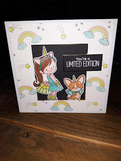 Creating A Softer Look To Our Cards Using Pencils, Featuring MFT Unicorns and Glitter.