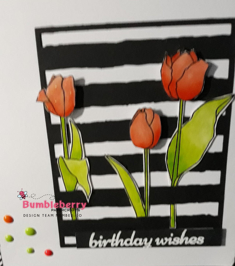 Combining Die Cutting and Stamping to Create a Stunning Card. Featuring Honey Cuts Watercolor Lines Cover Plate with Altenew Stamps
