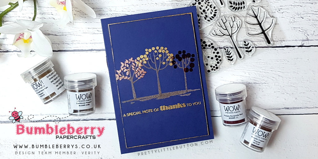Coloured stamping with embossing powders - MFT Modern Trees