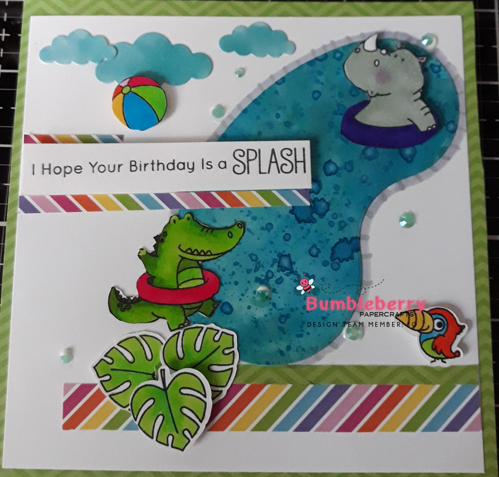 J'espère que votre anniversaire sera un « Splash » en utilisant les tampons et les matrices de Sunshine and Friendship. 