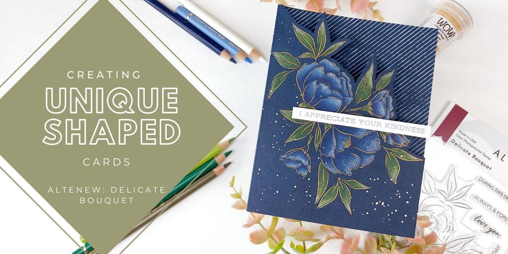 Creating unique shaped cards with Altenew Delicate Bouquet stamp