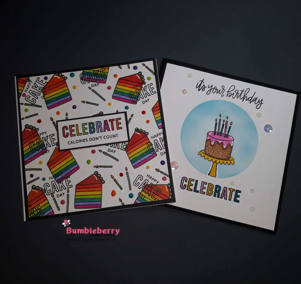 Alcohol Rainbow Background Teamed with a Bonus Masking Technique, Using Birthdays Take The Cake Stamps